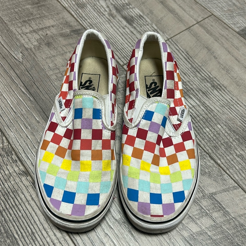 Vans Rainbow Checkered Slides Slipon